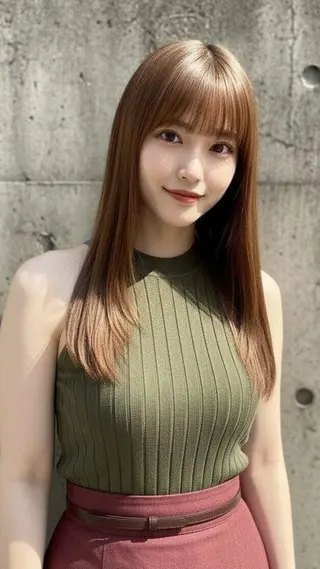 セミロング パーマ カラー さく/髪質改善× 縮毛矯正/町田のヘアスタイル