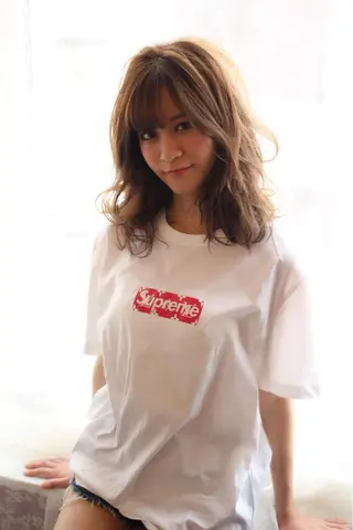 ミディアム カラー パーマ 細川 亮のヘアスタイル