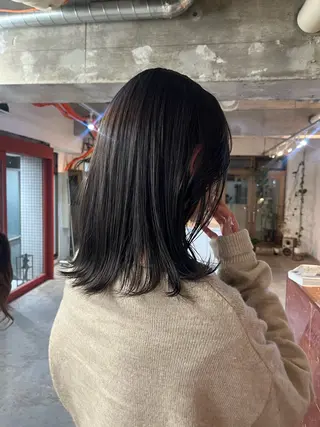 ミディアム カラー ワンカラー/スガヌマ モカのヘアスタイル