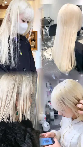 カラー ✨Tiam渋谷✨ しゅけ／ハイトーンのヘアスタイル