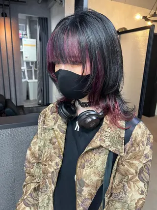 セミロング ブリーチ/ウルフ ハッシュカット/石山のヘアスタイル