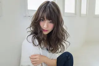 ミディアム パーマ カラー ヘアアレンジ belta 姫路山吹 カラーモデル募集のヘアスタイル