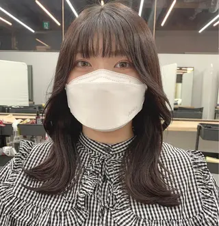 ミディアム カラー 透明感/オリーブ/ グレージュ/YUKAのヘアスタイル