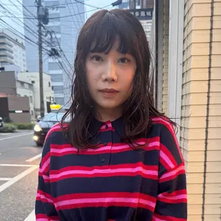 セミロング カラー パーマ Lilu しずくのヘアスタイル