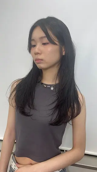 ミディアム 山崎/ボブ縮毛矯正 レイヤー髪質改善のヘアスタイル