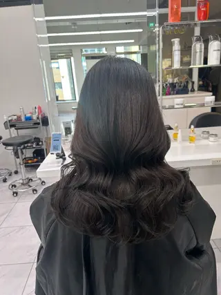 ロング カラー パーマ ヘアアレンジ メンズ キッズ ブリーチなしカラー/ ブラウン/レイヤーのヘアスタイル