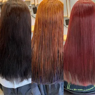 ロング カラー ブリーチなしカラー ダブルカラーエクステのヘアスタイル