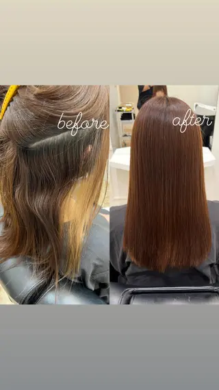 セミロング 髪質改善/韓国ヘア/ 縮毛矯正/藤原のヘアスタイル