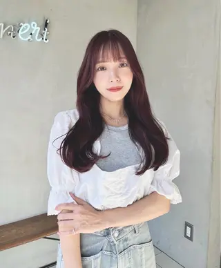 ロング カラー パーマ ヘアアレンジ 韓国ヘア🫧 KAZUTOのヘアスタイル