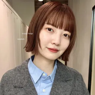 ミディアム カラー saki‪🌱‬♡ /ボブ/透明感カラーのヘアスタイル