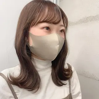 ミディアム カラー 透明感/オリーブ/ グレージュ/YUKAのヘアスタイル