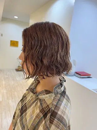 ショート カラー パーマ つぼみ/パーマ ／レイヤー／ボブのヘアスタイル