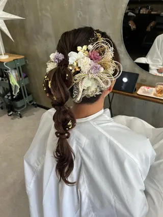 ロング カラー ヘアアレンジ Noele hair atelier(ノエルヘアアトリエ)所属・北上ゆい/個性派/ ナチュラルアレンジのヘアスタイル