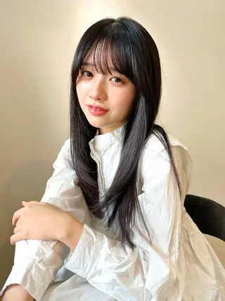 ロング カラー パーマ 🫧小顔×似合わせ× 透明感カラー🫧のヘアスタイル