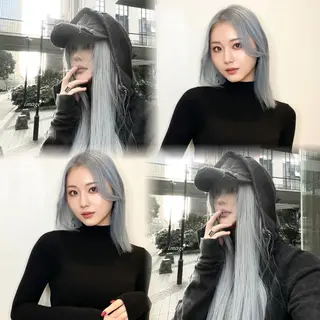 ミディアム カラー ハッシュカット レイヤー池袋のヘアスタイル