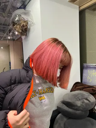 ショート カラー ハイトーン&髪質改善 ＆韓国エクステ🤎のヘアスタイル