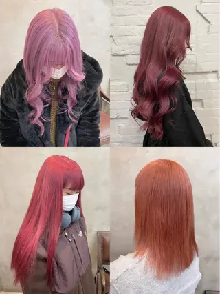 ロング カラー ヘアアレンジ 【ピンク/韓国ヘア/ ヘアセット】亜海のヘアスタイル