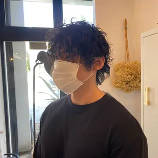 ミディアム メンズパーマ/ダウン パーマ/十文字玲音のヘアスタイル