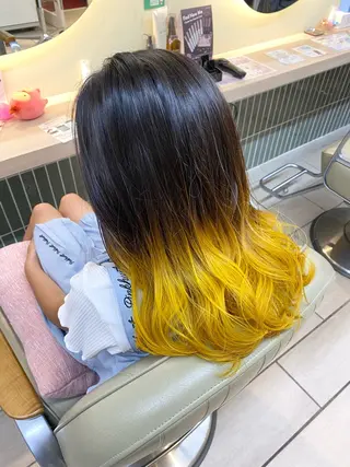 セミロング カラー Aya　ブリーチなし 🌱　ダブルカラーのヘアスタイル