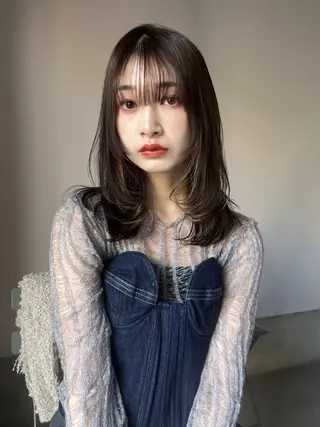 ミディアム カラー MINX The pass所属・透明感ケアカラー/ レイヤー/ryokaのヘアスタイル