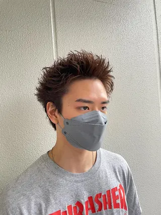 ショート ヘアアレンジ メンズ 艶髪✨寒色カラー✨ 翁長孝輔のヘアスタイル