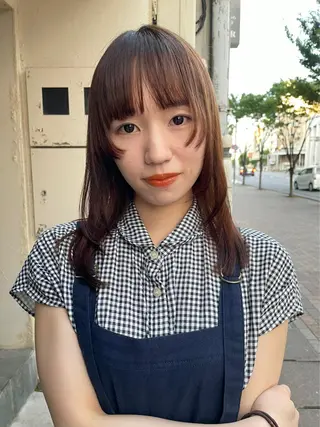 ミディアム カラー tomo🍒パーマ ハイトーン似合わせのヘアスタイル