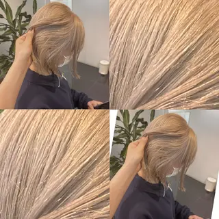 ミディアム カラー ブリーチカラー/ベー ジュ/Hono🦖のヘアスタイル