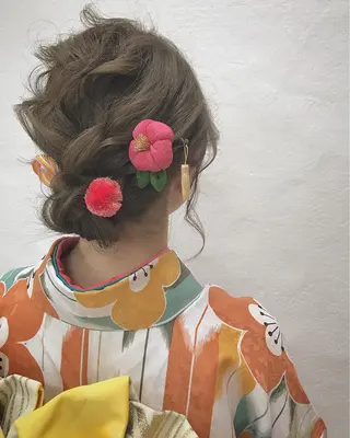 セミロング ヘアアレンジ ハイライト、レイヤー カット/西梅田/中西のヘアスタイル