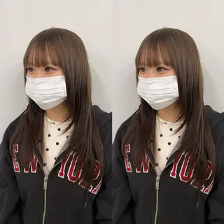 セミロング ブリーチ無しカラー✨ 美鈴のヘアスタイル