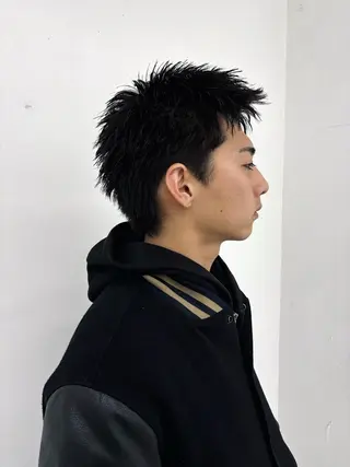 パーマ メンズ スパイキーパーマ 柏NO1 藤本葉のヘアスタイル