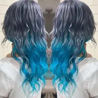 セミロング カラー ヘアアレンジ 髪質改善×ハイトーン 中田啄也のヘアスタイル