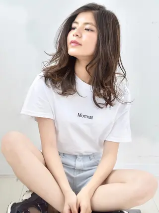 ミディアム カラー 野々山 直貴のヘアスタイル