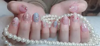 セミロング ネイル 長さ出し専門 nynaのネイルデザイン