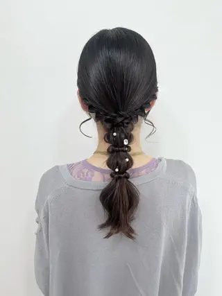 セミロング ヘアアレンジ ヘアセットサロン /上坪愛美のヘアスタイル