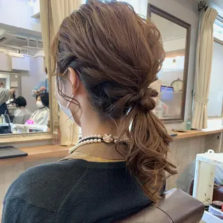 セミロング ヘアアレンジ 淡色ふんわりhair 新宿satomiのヘアスタイル