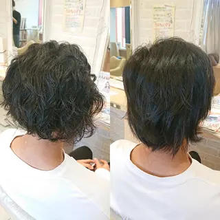 ミディアム メンズ パーマ 宮本 秀人のヘアスタイル
