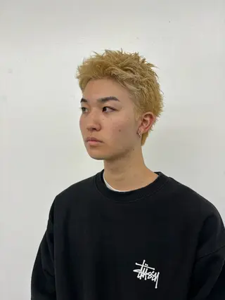 カラー メンズ スパイキーパーマ 柏NO1 藤本葉のヘアスタイル