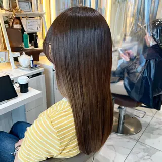 ロング 三箇島陽香/髪質改善 クロスパーマ縮毛矯正のヘアスタイル