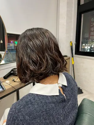 ミディアム パーマ 茅場 悠介のヘアスタイル
