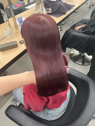 ロング カラー 💗愛され暖色💗 ピンク/レッド💗のヘアスタイル