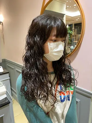 ロング パーマ レイヤー/グレージュ メンズパーマのヘアスタイル