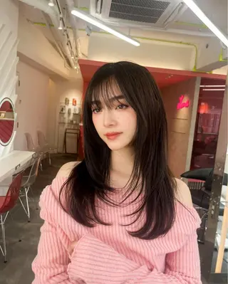 ミディアム カラー 山崎/ボブ縮毛矯正 レイヤー髪質改善のヘアスタイル