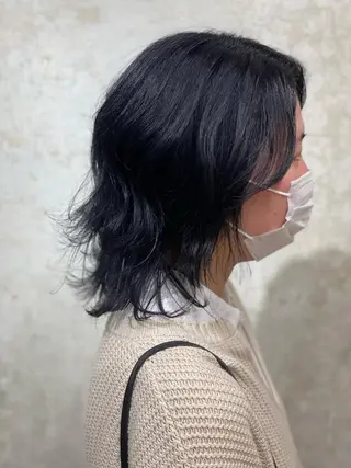 ミディアム カラー blanc hair 西中島MASARUのヘアスタイル