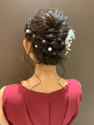 ミディアム カラー ヘアアレンジ きむえり/髪質改善 /セット/カラーのヘアスタイル