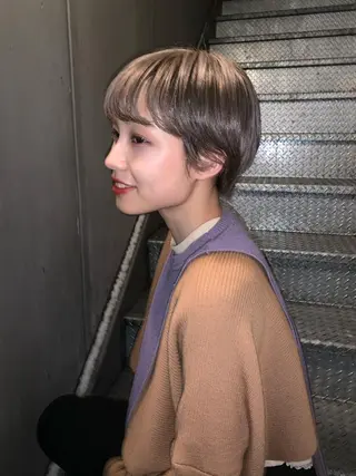 ショート カラー ピンクベージュ/新潟 万代/高橋桃葉🍑のヘアスタイル