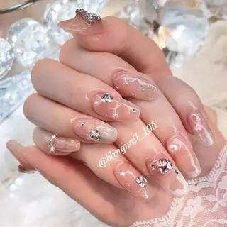 ネイル 23時まで❤︎韓国、 ワンホンネイルのネイルデザイン