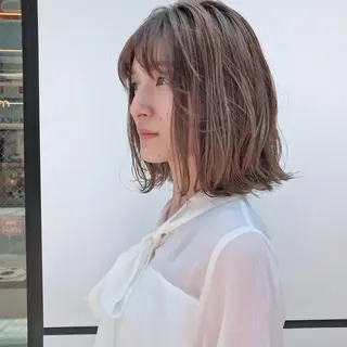 ミディアム カラー HARUNA🤍 大人ショートヘアのヘアスタイル