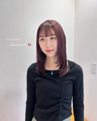 セミロング カラー 顔周りレイヤー 🎀マリノのヘアスタイル