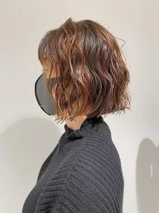 ショート パーマ ノグチ ユウキ/ボブのヘアスタイル