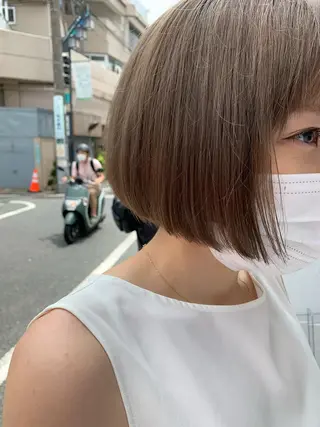 ショート カラー パーマ ヘアアレンジ メンズ パーマ/透明感カラー /ボブ/吉田一生のヘアスタイル